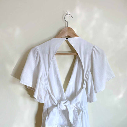 Here comes the sun white linen-blend romper - size Small
