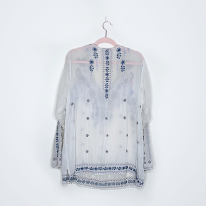 johnny was embroidered boho tunic - size medium