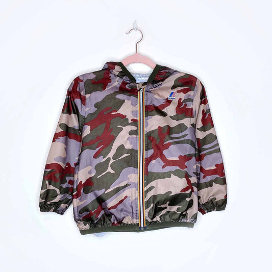 k-way kids camo packable rain jacket - size 6