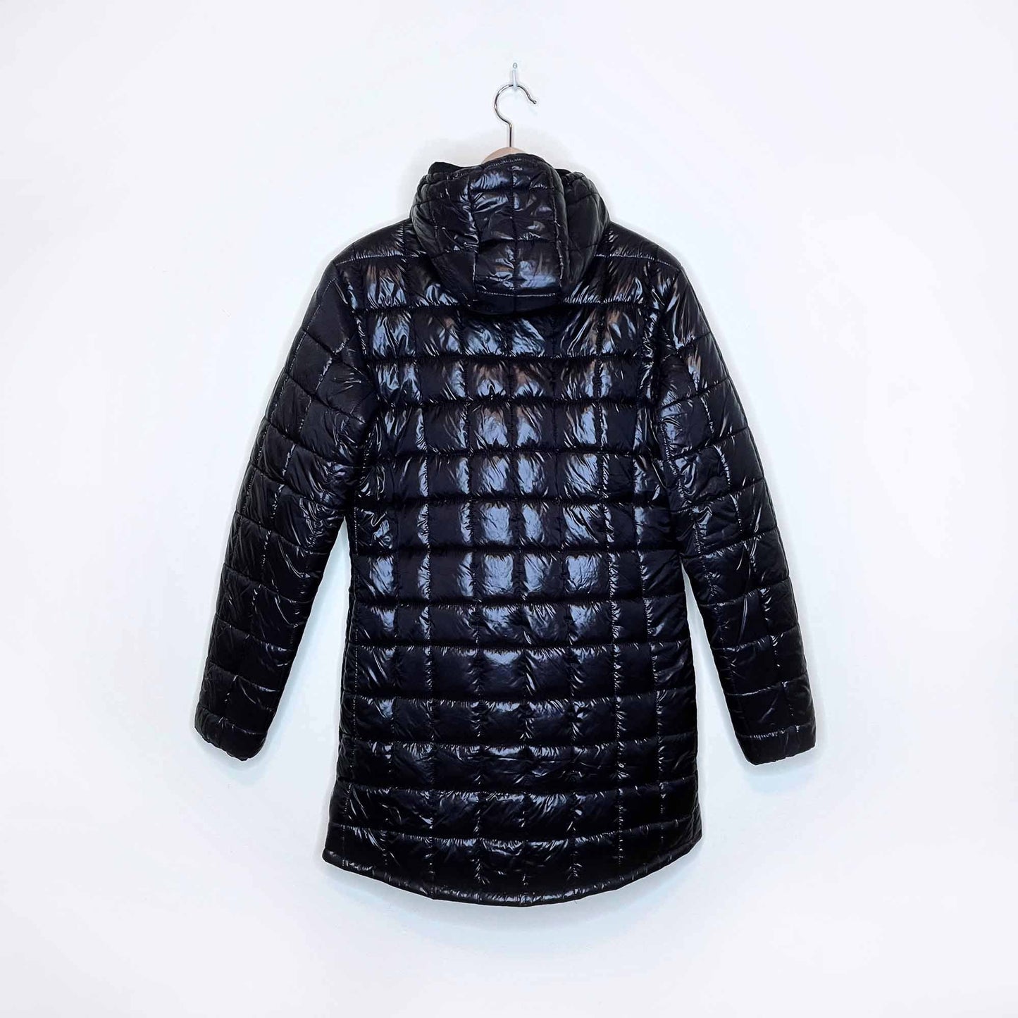 k-way long reversible puffer high neck rain jacket with hood - size large