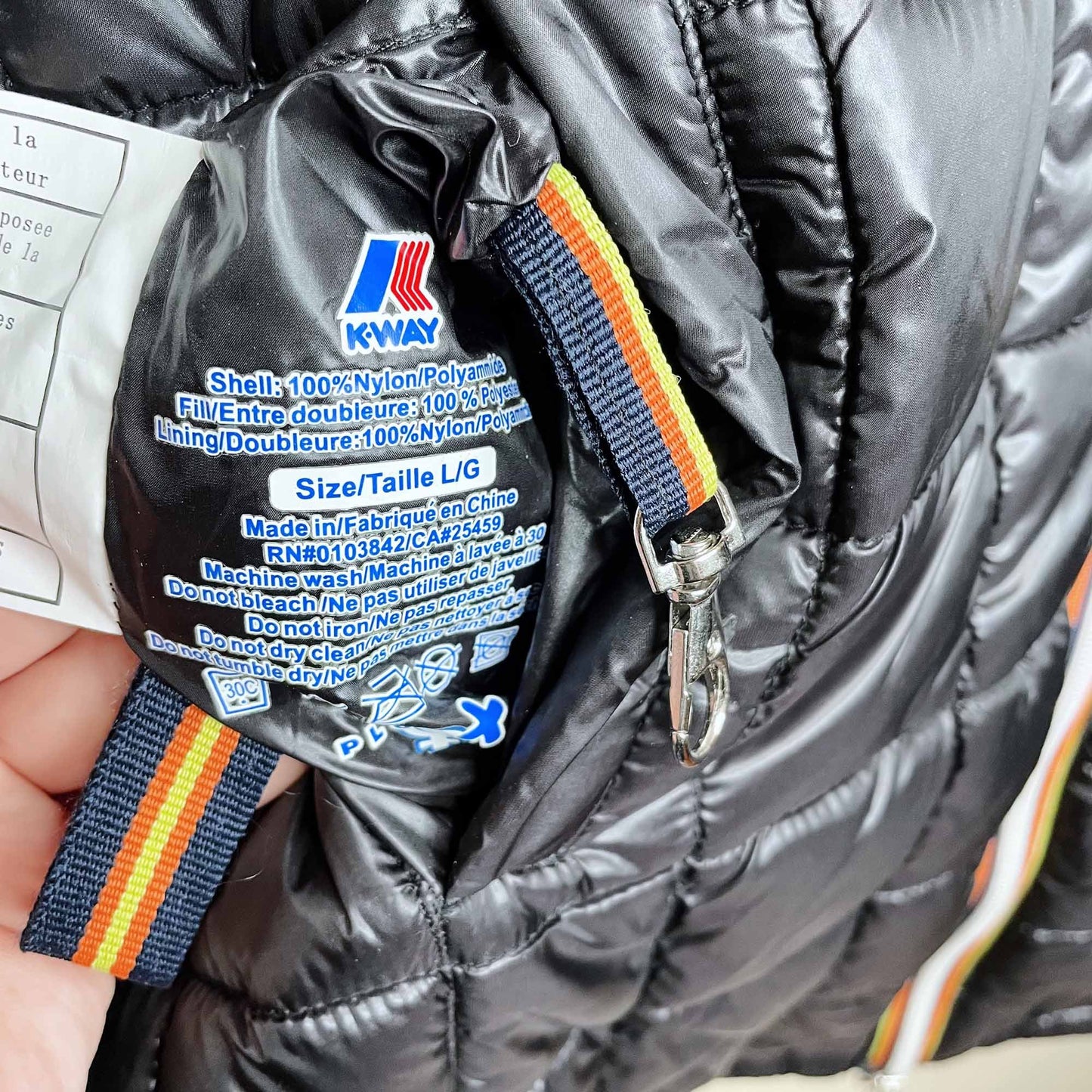k-way long reversible puffer high neck rain jacket with hood - size large