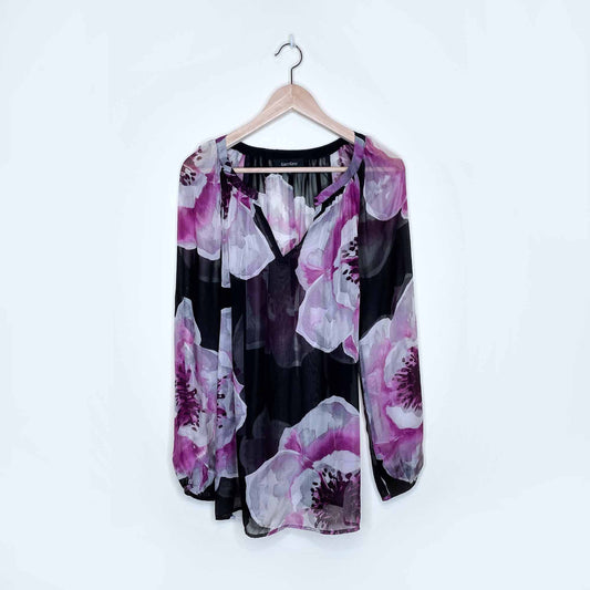 NWT Karen Kane 100% silk floral chiffon blouse - size Medium