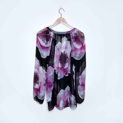NWT Karen Kane 100% silk floral chiffon blouse - size Medium
