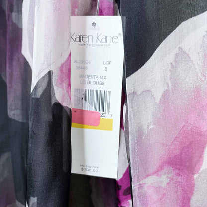 NWT Karen Kane 100% silk floral chiffon blouse - size Medium