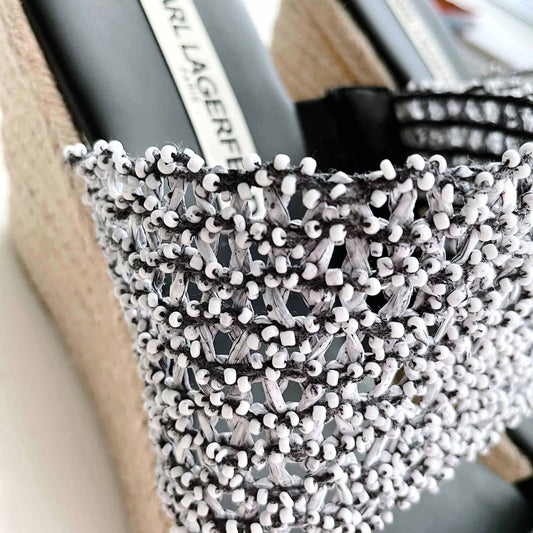 karl lagerfeld celie wedge espradilles sandals - size 8