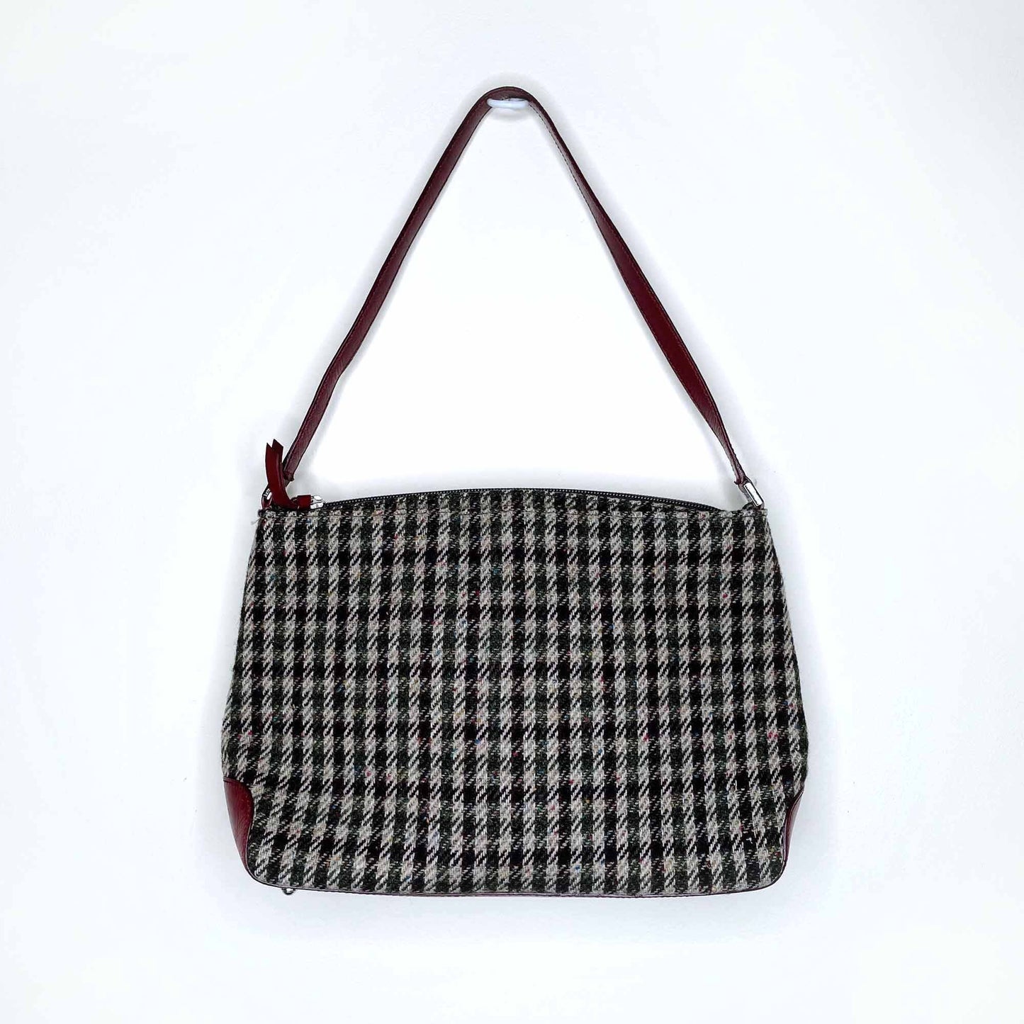 vintage kate spade houndstooth wool and leather pochette