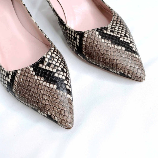 kate spade melanie snakeskin closed toe kitten heel - size 7