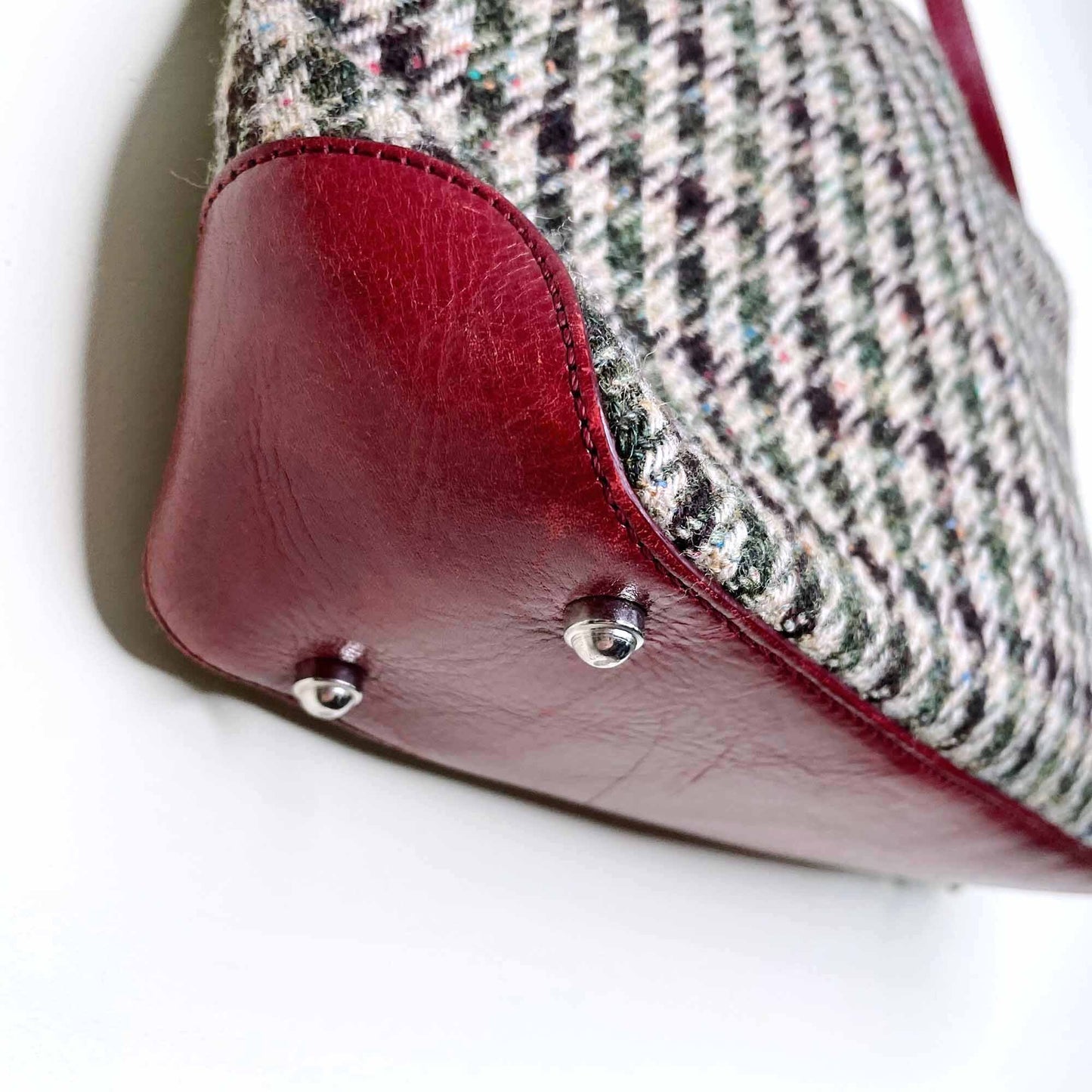 vintage kate spade houndstooth wool and leather pochette