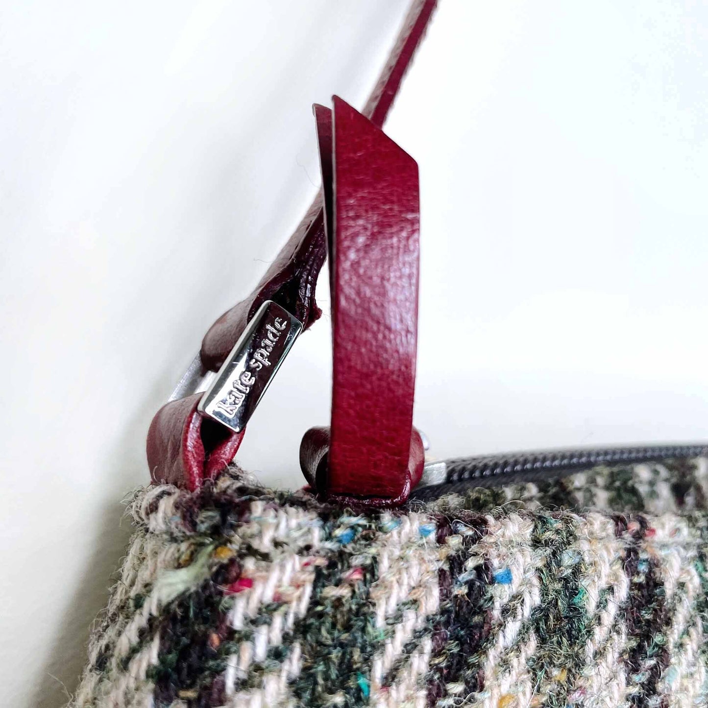 vintage kate spade houndstooth wool and leather pochette