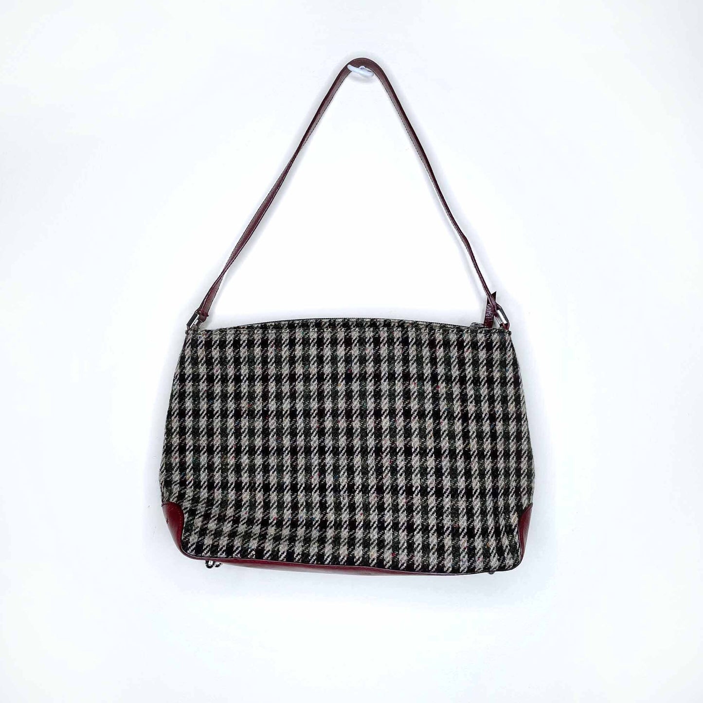 vintage kate spade houndstooth wool and leather pochette