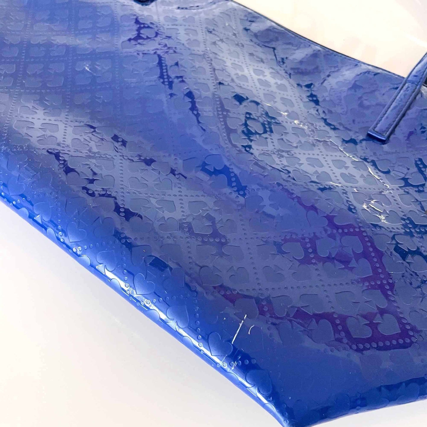 kate spade blue patent leather tote carry-all bag