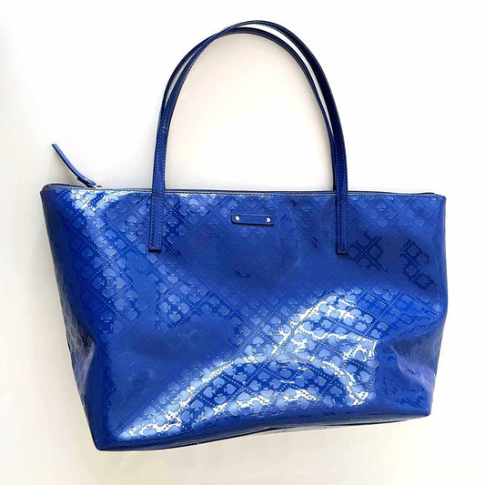 kate spade blue patent leather tote carry-all bag