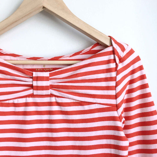 kate spade wheaton striped bow top - size medium