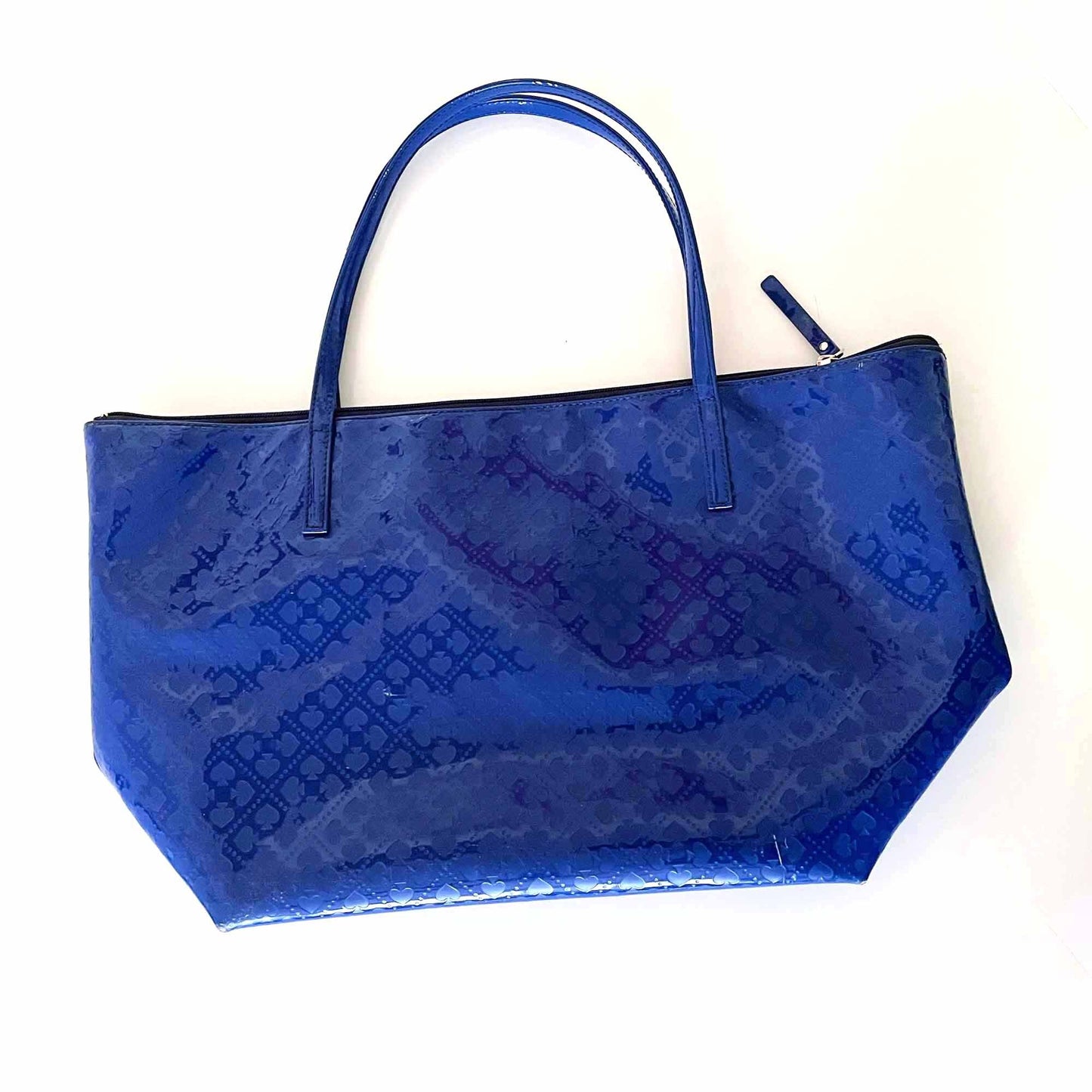 kate spade blue patent leather tote carry-all bag