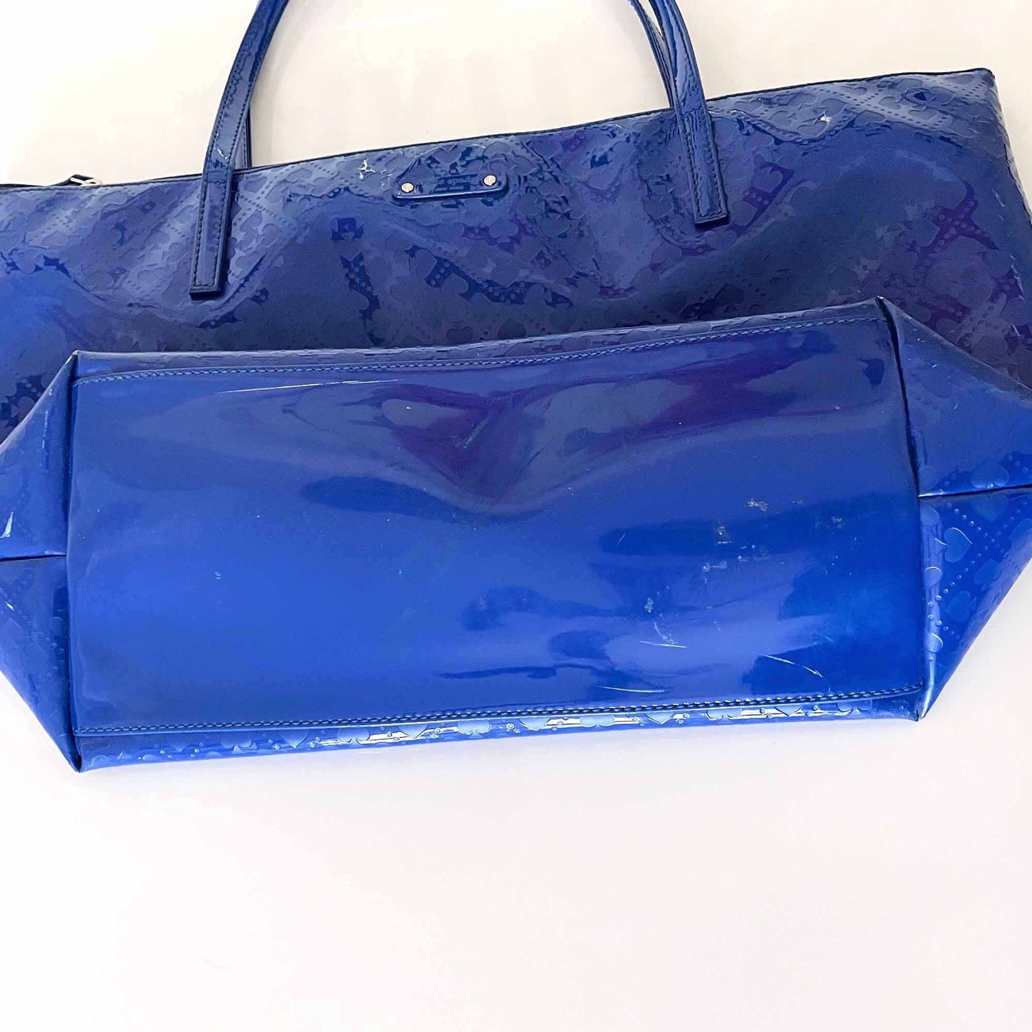 kate spade blue patent leather tote carry-all bag