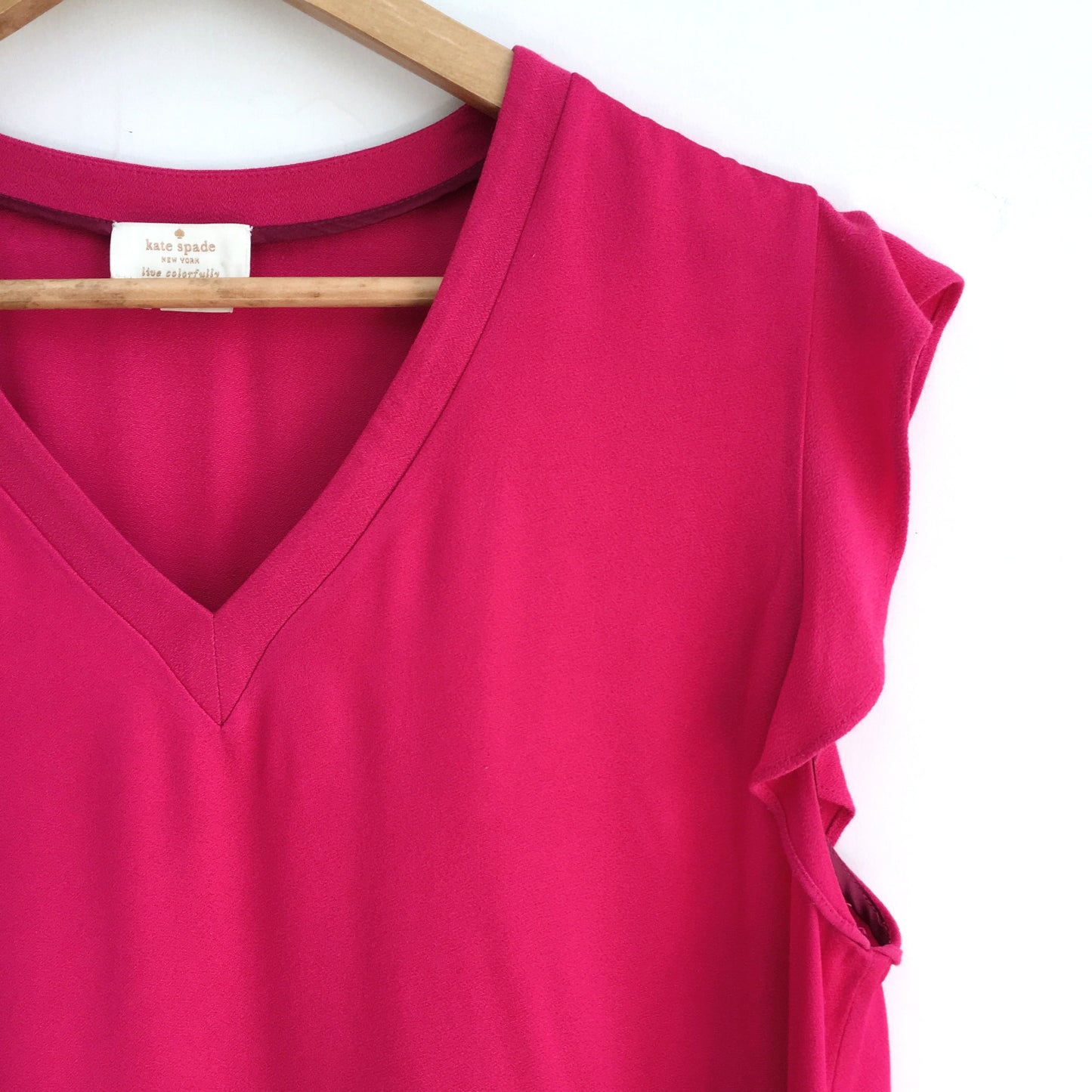 Kate Spade Pink Satin Crepe Flutter Sleeve Top- size Medium