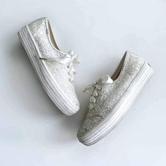 keds x kate spade triple decker glitter platform sneaker - size 9