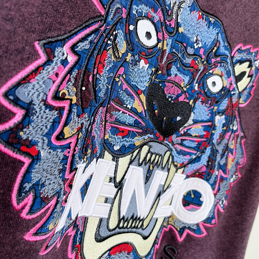 kenzo embroidered silk tiger crewneck sweatshirt - size small