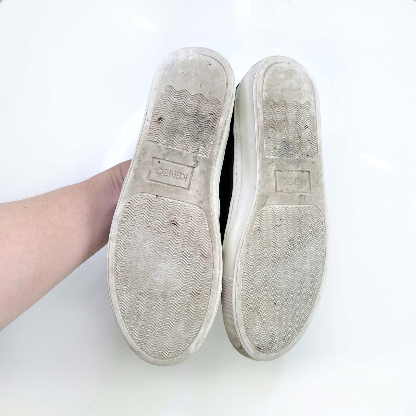 kenzo black leather slip on tiger loafers - size 37