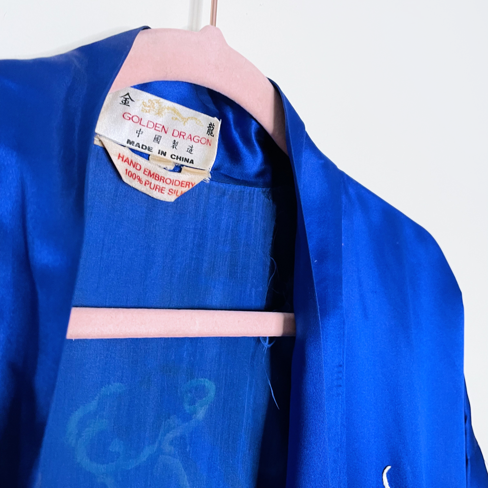 vintage 60's golden dragon hand embroidered silk kimono - OS