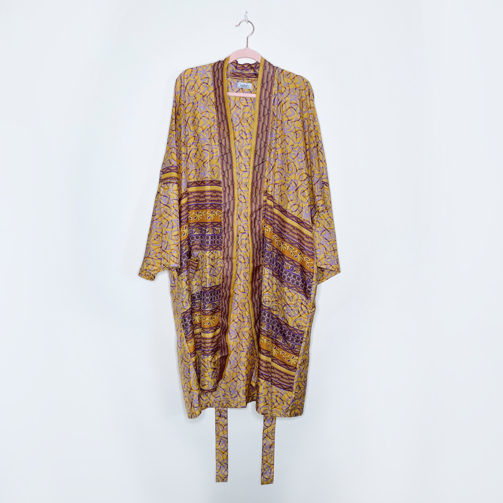 sustain los angeles 100% silk kimono robe - size OS