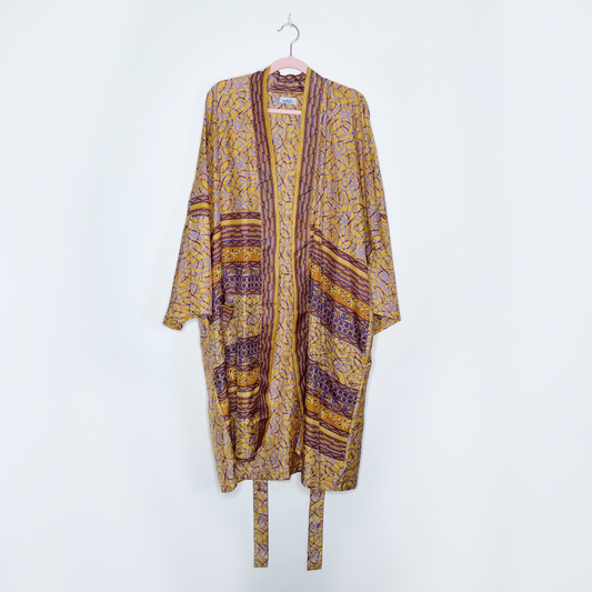 sustain los angeles 100% silk kimono robe - size OS