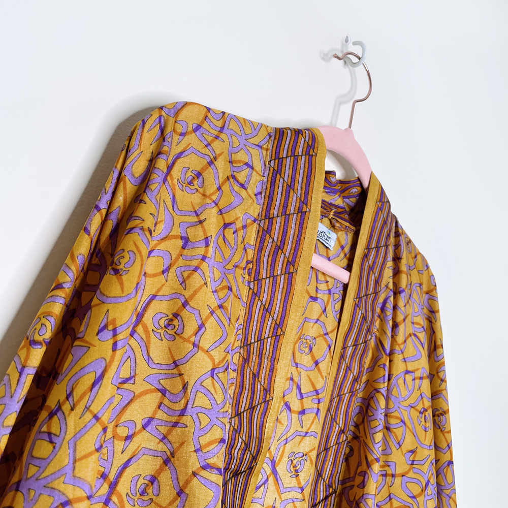 sustain los angeles 100% silk kimono robe - size OS