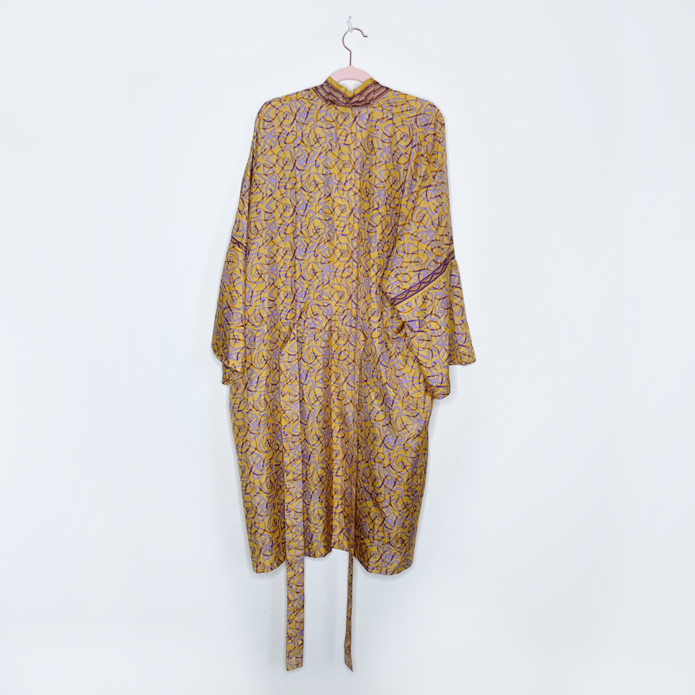 sustain los angeles 100% silk kimono robe - size OS