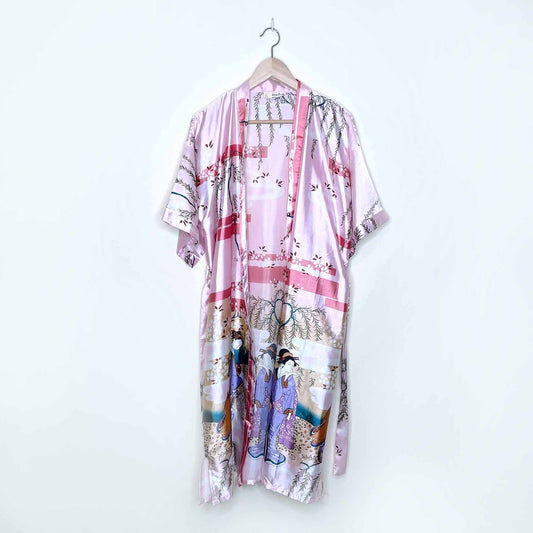 satin belted kimono robe from thailand - medium