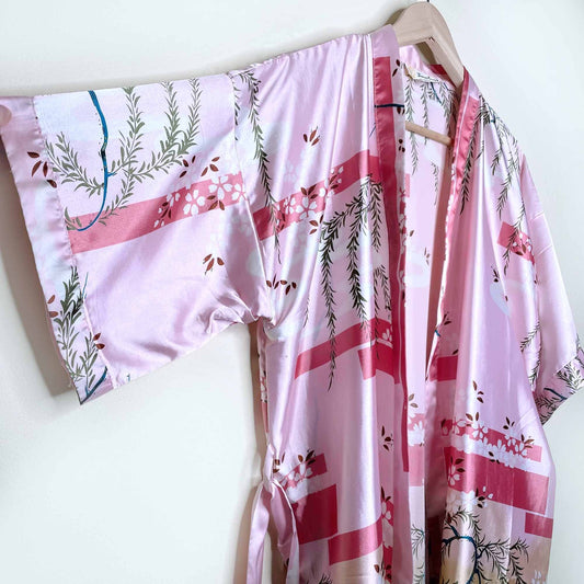 satin belted kimono robe from thailand - medium