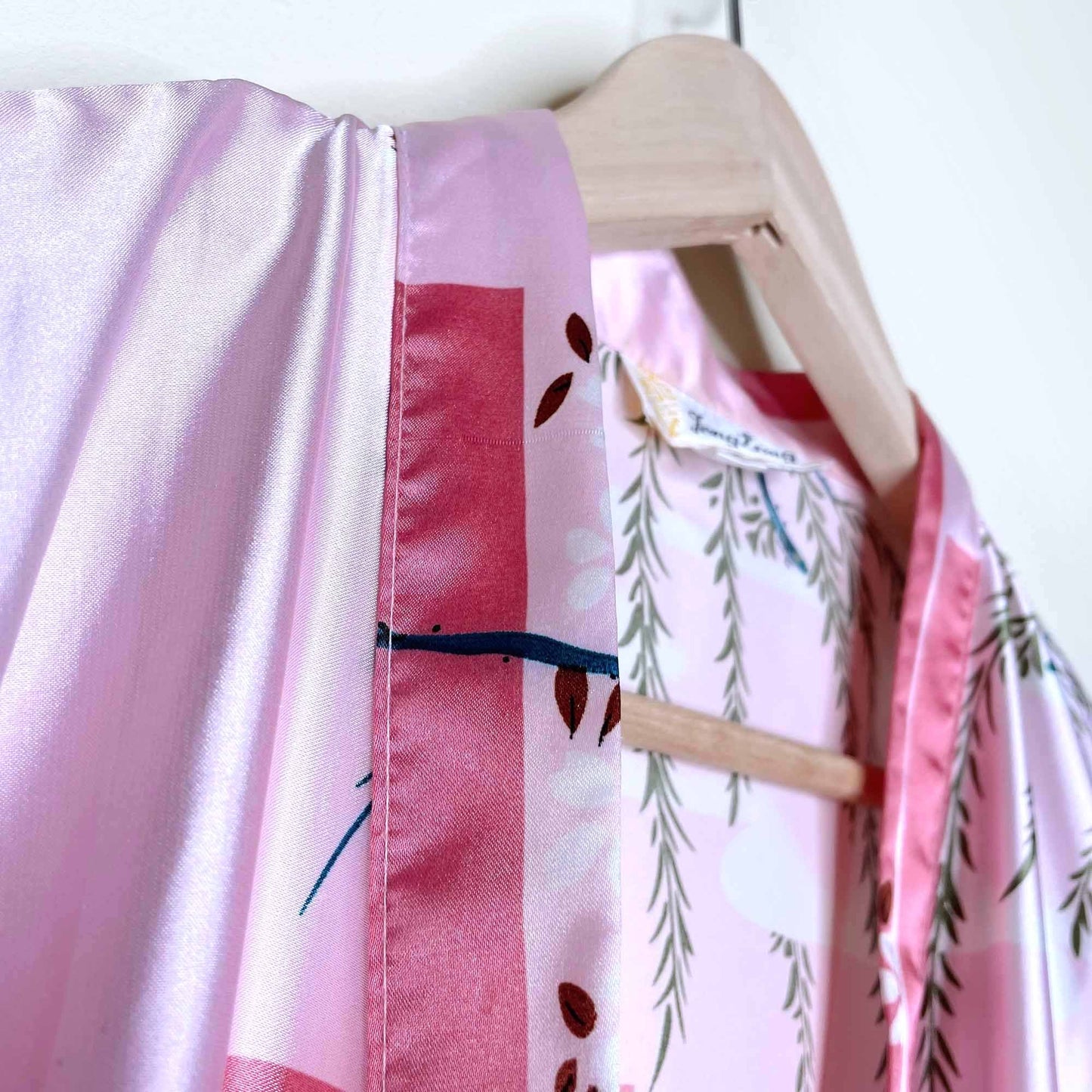 satin belted kimono robe from thailand - medium