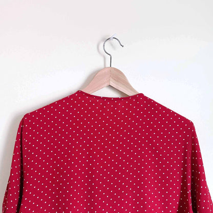 kirious red polka dot asymmetrical button down - size Medium