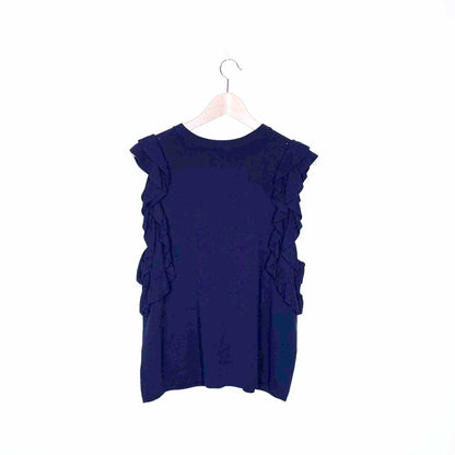 knitted & knotted constance ruffle sleeve knit sleeveless top - size large