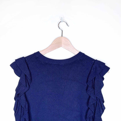 knitted & knotted constance ruffle sleeve knit sleeveless top - size large