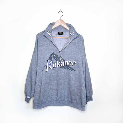 vintage kokanee beer 1/4 zip up sweatshirt - size xl