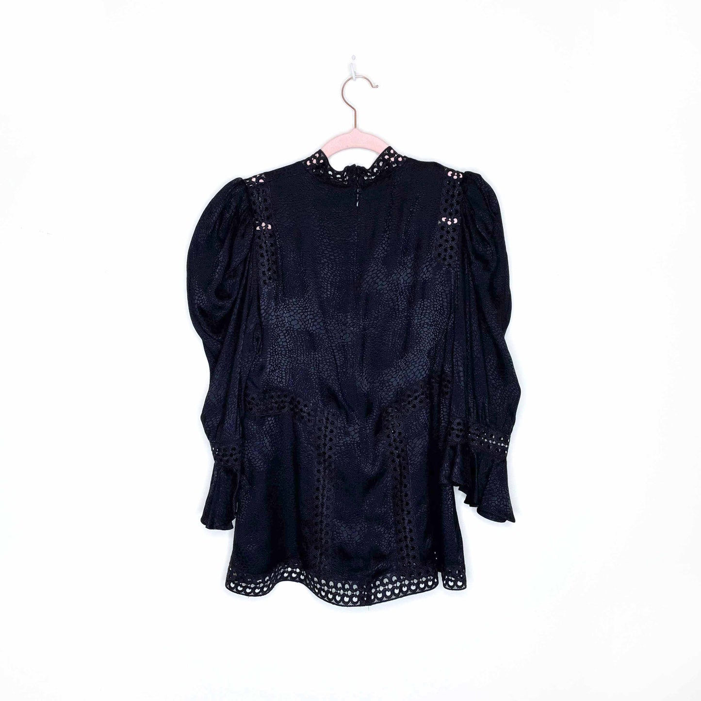 the kooples black high neck blouse with lace inset - size medium