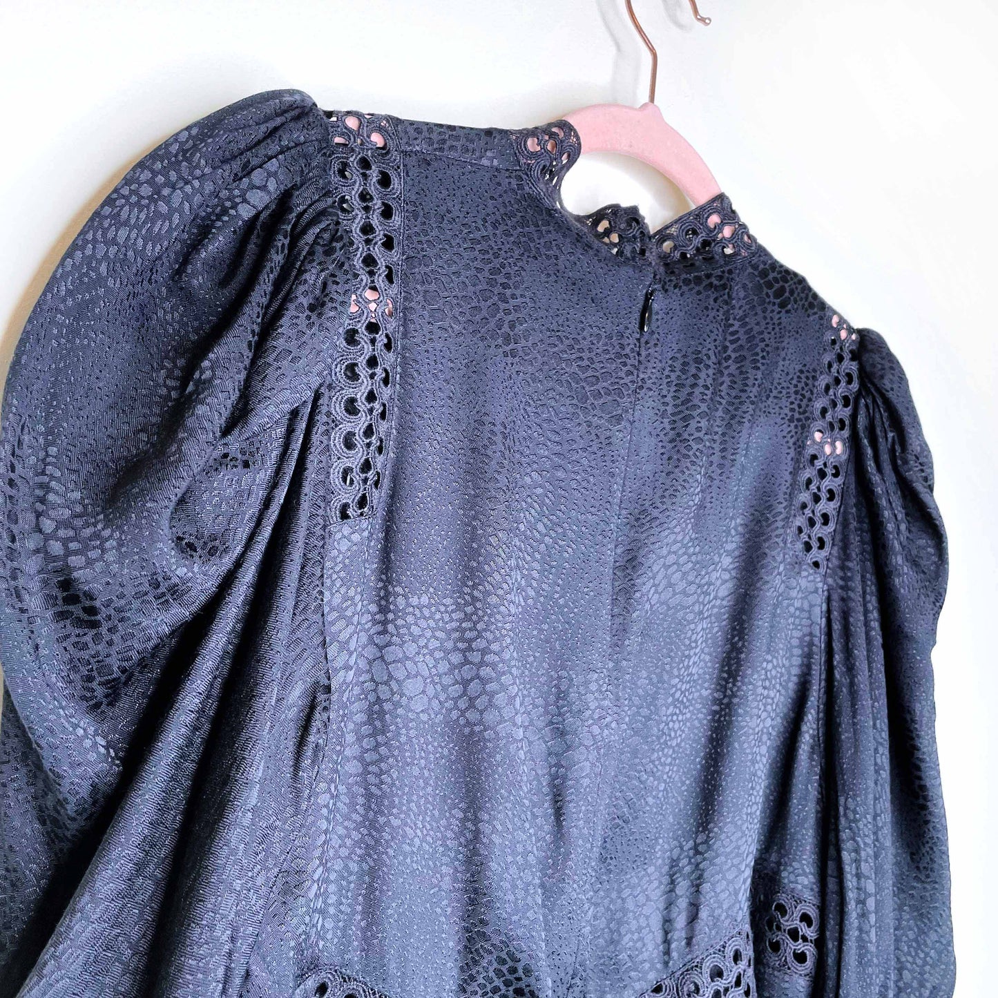 the kooples black high neck blouse with lace inset - size medium