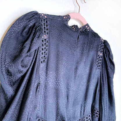 the kooples black high neck blouse with lace inset - size medium