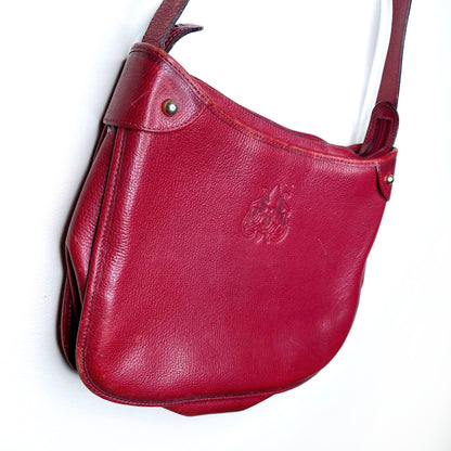 vintage didier lamarthe red leather deboss emblem handbag