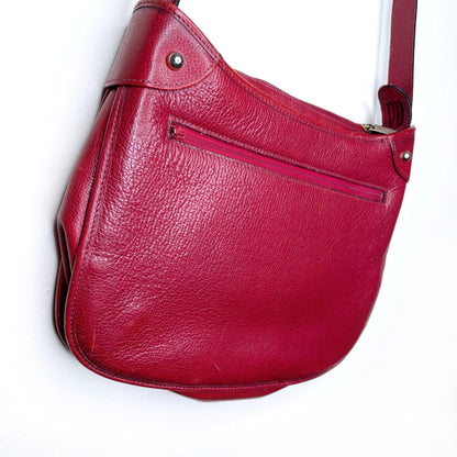 vintage didier lamarthe red leather deboss emblem handbag