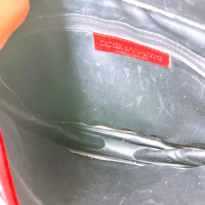 vintage didier lamarthe red leather deboss emblem handbag