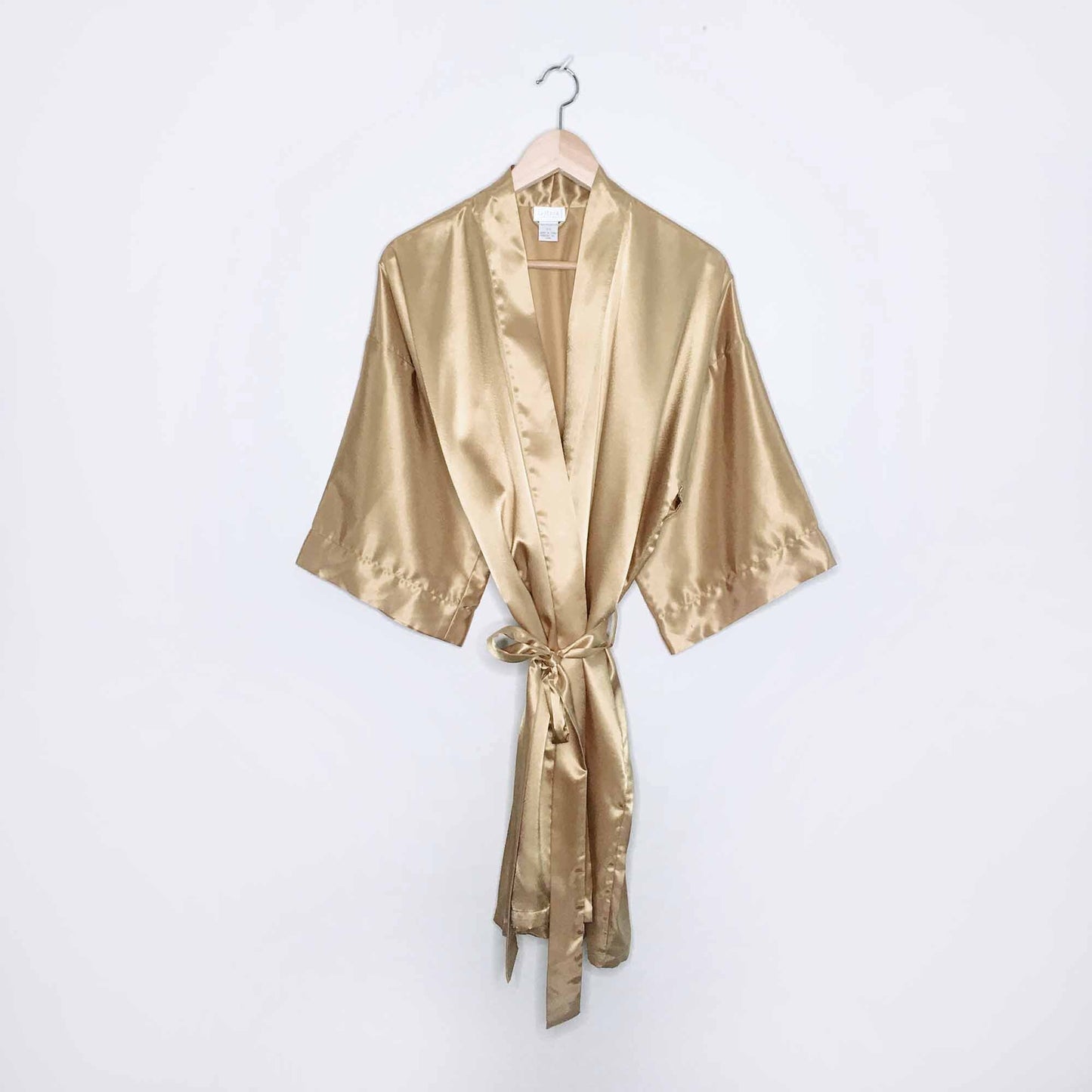 La Senza gold satin kimono robe housecoat - size OS