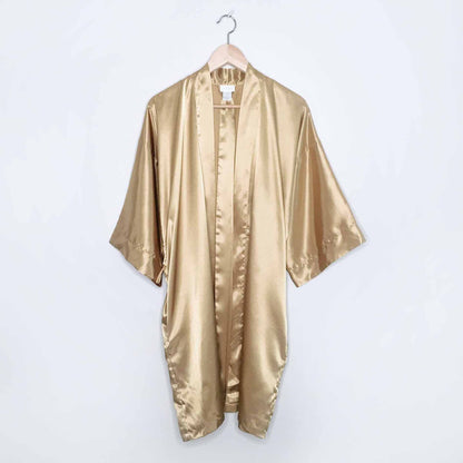 La Senza gold satin kimono robe housecoat - size OS