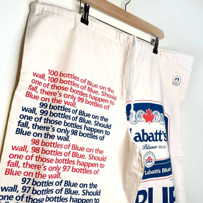 vintage labatt blue 80's 90's sweet sacks linebacker beer novelty shorts - xl