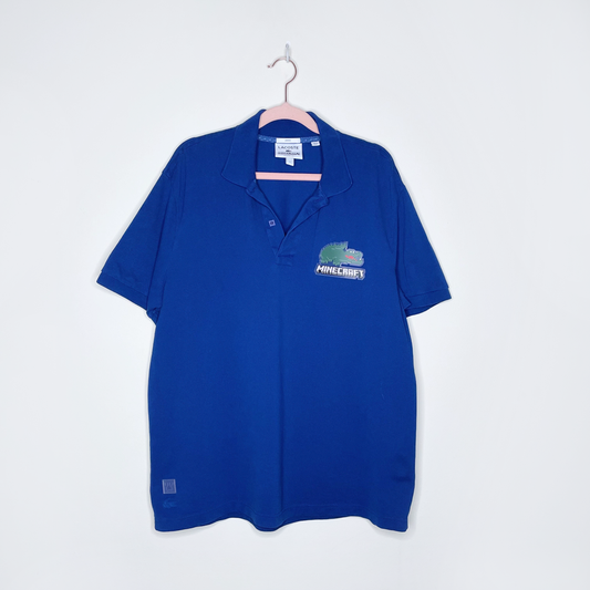 lacoste x minecraft blue patch polo short sleeve shirt - size xl