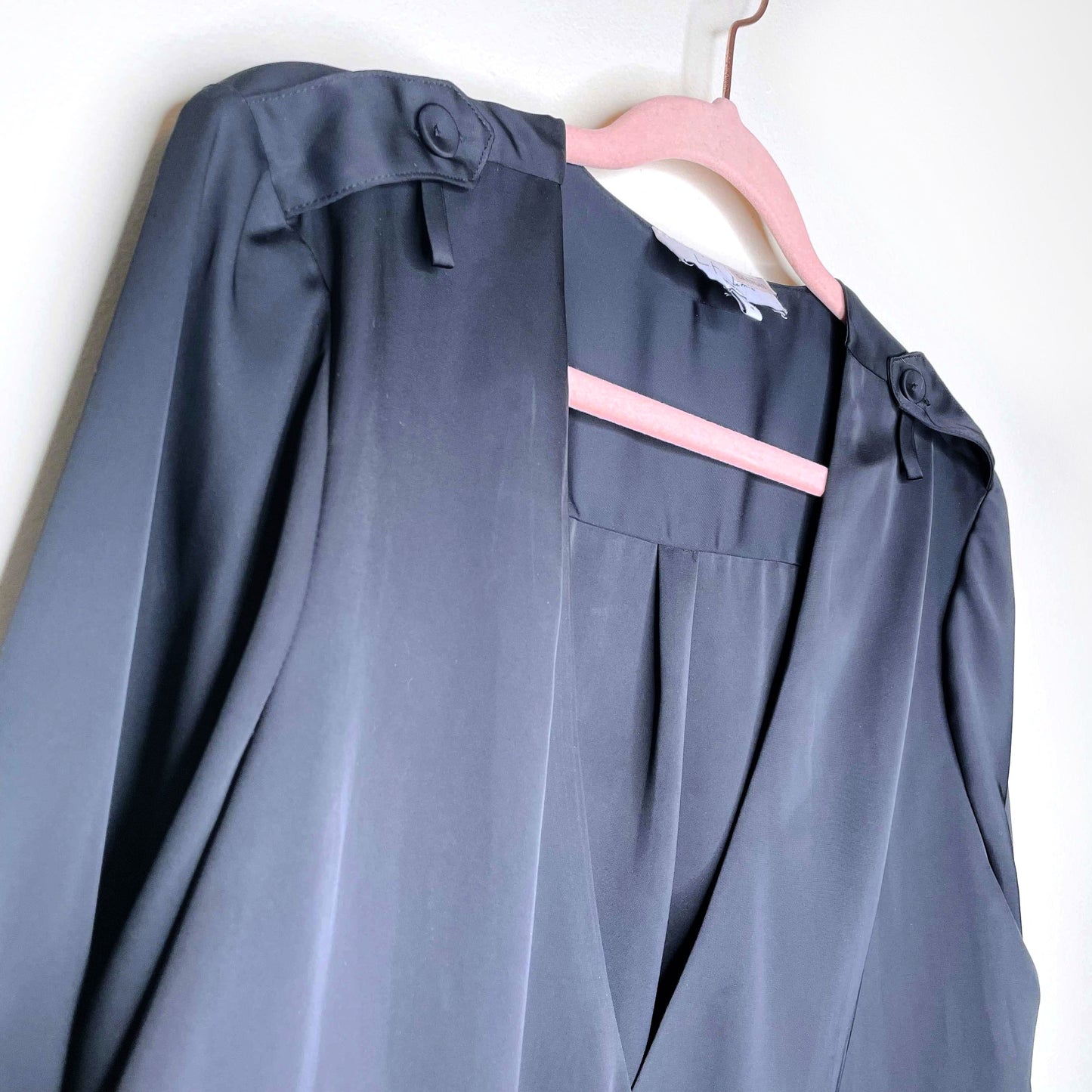 l'academie black satin double breasted military blouse - size medium