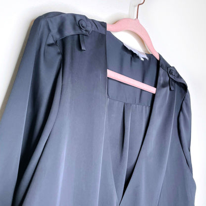 l'academie black satin double breasted military blouse - size medium