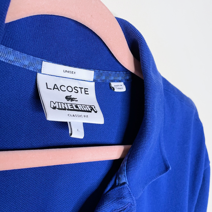 lacoste x minecraft blue patch polo short sleeve shirt - size xl
