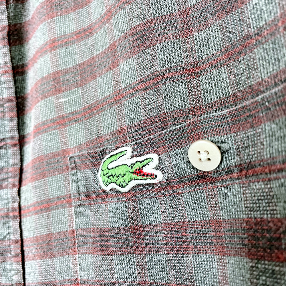 vintage lacoste plaid button down - size medium