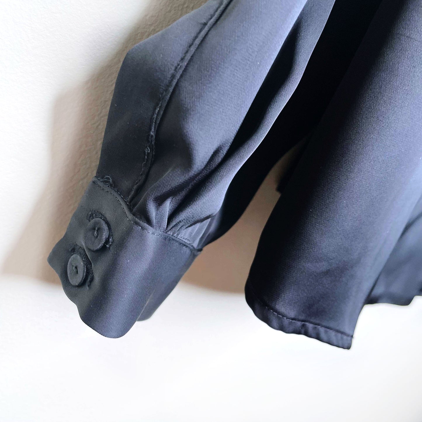 l'academie black satin double breasted military blouse - size medium